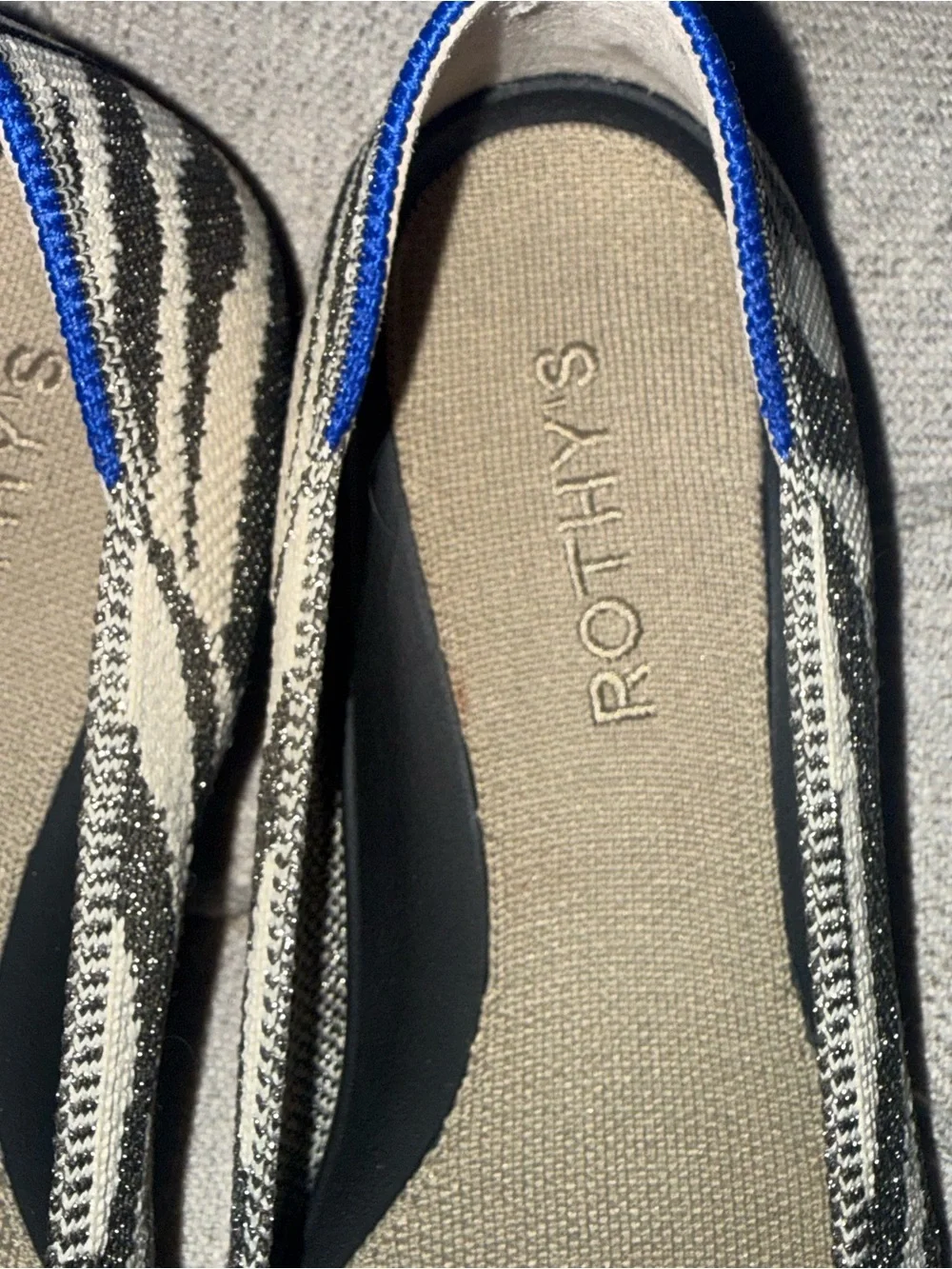 Rothys Womens The Point Flat Black Zebra Size 8 M